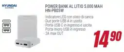 Trony HYUNDAI POWER BANK AL LITIO 5.000 MAH HN-PB05W offerta