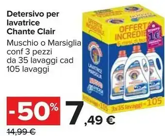 Carrefour Chante clair detersivo per lavatrice offerta