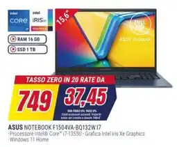 Trony ASUS NOTEBOOK F1504VA-BQ132W 17 offerta