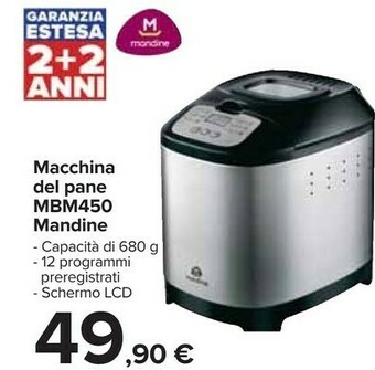Carrefour Mandine macchina del pane mbm450 offerta