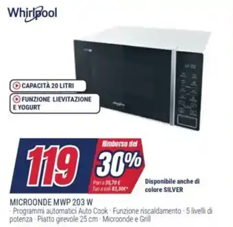 Whirlpool MICROONDE MWP 203 W