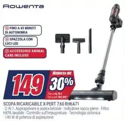 Trony Rowenta SCOPA RICARICABILE X-PERT 7.60 RH6A71 offerta