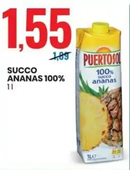 Eurospin Puertosol succo ananas 100% offerta