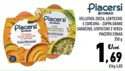 Conad Vellutata zucca, lenticchie e curcuma - zuppa grano saraceno, lenticchie e verza PIACERSI CONAD offerta