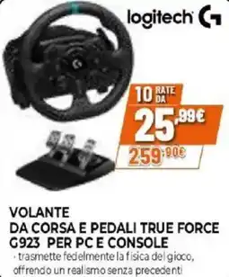 Expert Logitech volante da corsa e pedali true force G923 per pc e console offerta