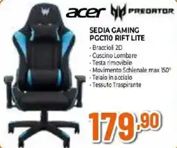 Expert acer PREDATOR SEDIA GAMING PGC110 RIFT LITE offerta