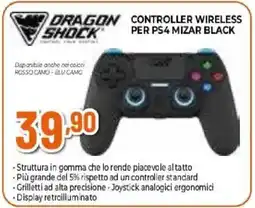 Expert Dragon shock controller wireless shock per PS4 mizar black offerta