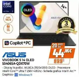 Expert ASUS VIVOBOOK S 14 OLED S5406SA-QD070W offerta