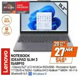 Expert Lenovo NOTEBOOK IDEAPAD SLIM 3 15ARP10 offerta