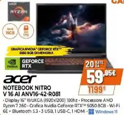 Expert acer NOTEBOOK NITRO V 16 AI ANV16-42-R081 offerta