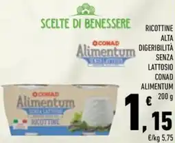 Conad Ricottine alta digeribilità senza lattosio CONAD ALIMENTUM offerta