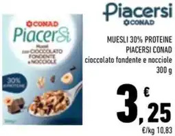 Conad Muesli 30% proteine PIACERSI CONAD offerta