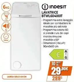 Expert INDESIT LAVATRICE BTWL60400IT offerta