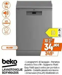 Expert beko LAVASTOVIGLIE BDFN16430S offerta
