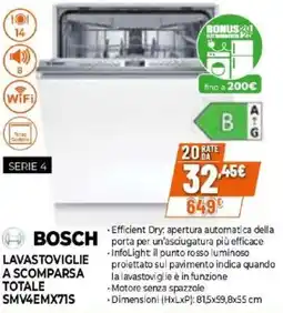 Expert BOSCH LAVASTOVIGLIE A SCOMPARSA TOTALE SMV4EMX71S offerta