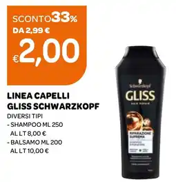 Ekom Linea capelli gliss schwarzkopf, shampoo, balsamo offerta