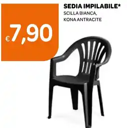 Ekom Sedia impilabile scilla bianca, kona antracite offerta