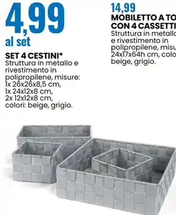 Eurospin Tecno acqua set 4 cestini offerta
