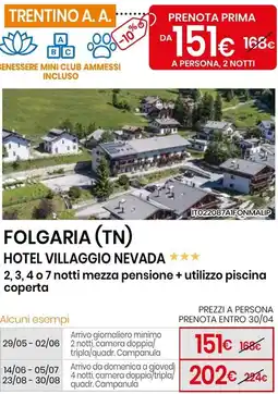 Eurospin Folgaria (tn) hotel villaggio nevada offerta