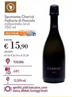 Conad Spumante Charivé Fattoria di Pancole millesimato brut offerta