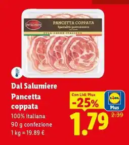 Lidl Dal Salumiere Pancetta coppata offerta