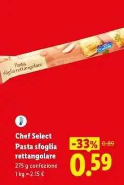 Lidl Chef Select Pasta sfoglia rettangolare offerta