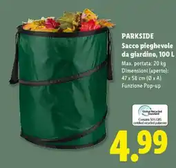 Lidl PARKSIDE Sacco pieghevole da giardino, 100 L offerta
