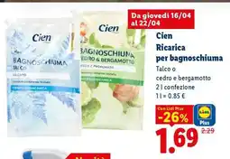 Lidl Cien Ricarica per bagnoschiuma offerta