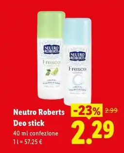 Lidl Neutro Roberts Deo stick offerta