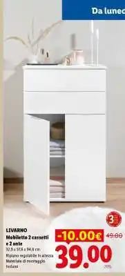Lidl LIVARNO Mobiletto 2 cassetti e 2 ante offerta