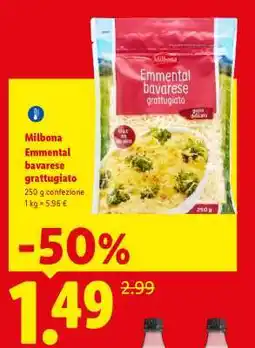 Lidl Milbona Emmental bavarese grattugiato offerta