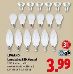 Lidl Livarno Lampadina LED, 6 pezzi offerta