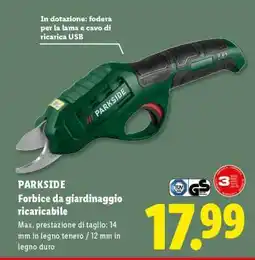 Lidl PARKSIDE Forbice da giardinaggio ricaricabile offerta