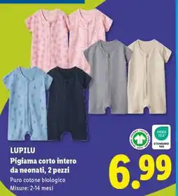Lidl LUPILU Pigiama corto intero da neonati, 2 pezzi offerta
