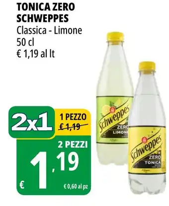 Tigros Tonica zero schweppes classica, limone offerta