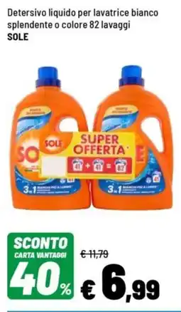 Iper La Grande Detersivo liquido per lavatrice bianco splendente o colore SOLE offerta
