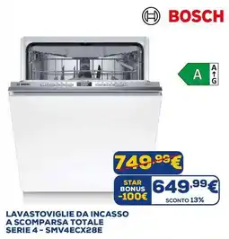Euronics BOSCH LAVASTOVIGLIE DA INCASSO A SCOMPARSA TOTALE SERIE 4 - SMV4ECX28E offerta