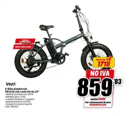 MediaWorld VIVO E-Bike pieghevole VR1S24 con ruote fat da 20" offerta