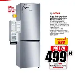 MediaWorld BOSCH Frigorifero Combinato da libera installazione Serie 2 KGN36NLEA offerta