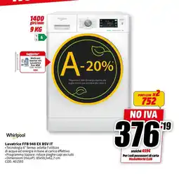 MediaWorld Whirlpool Lavatrice FFB 948 EX BSV IT offerta