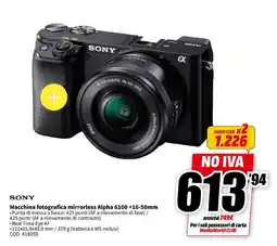 MediaWorld SONY Macchina fotografica mirrorless Alpha 6100 +16-50mm offerta