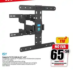 MediaWorld ISY Supporto TV ITV-3400 da 32" a 65" offerta