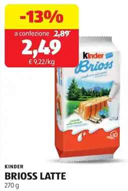 ALDI Kinder brioss latte offerta
