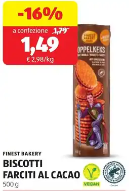 ALDI Finest bakery biscotti farciti al cacao offerta