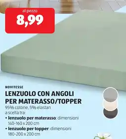 ALDI Novitesse lenzuolo con angoli per materasso/topper offerta