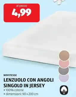 ALDI Novitesse lenzuolo con angoli singolo in jersey offerta
