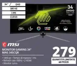 Comet msi MONITOR GAMING 34" MAG 345CQR offerta