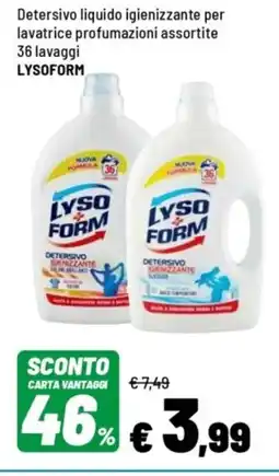 Iper La Grande Detersivo liquido igienizzante per lavatrice LYSOFORM offerta