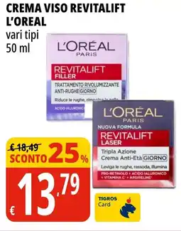 Tigros Crema viso revitalift L'OREAL offerta