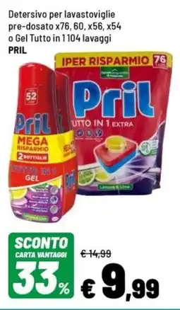 Iper La Grande Detersivo per lavastoviglie pre-dosato o Gel Tutto in PRIL offerta